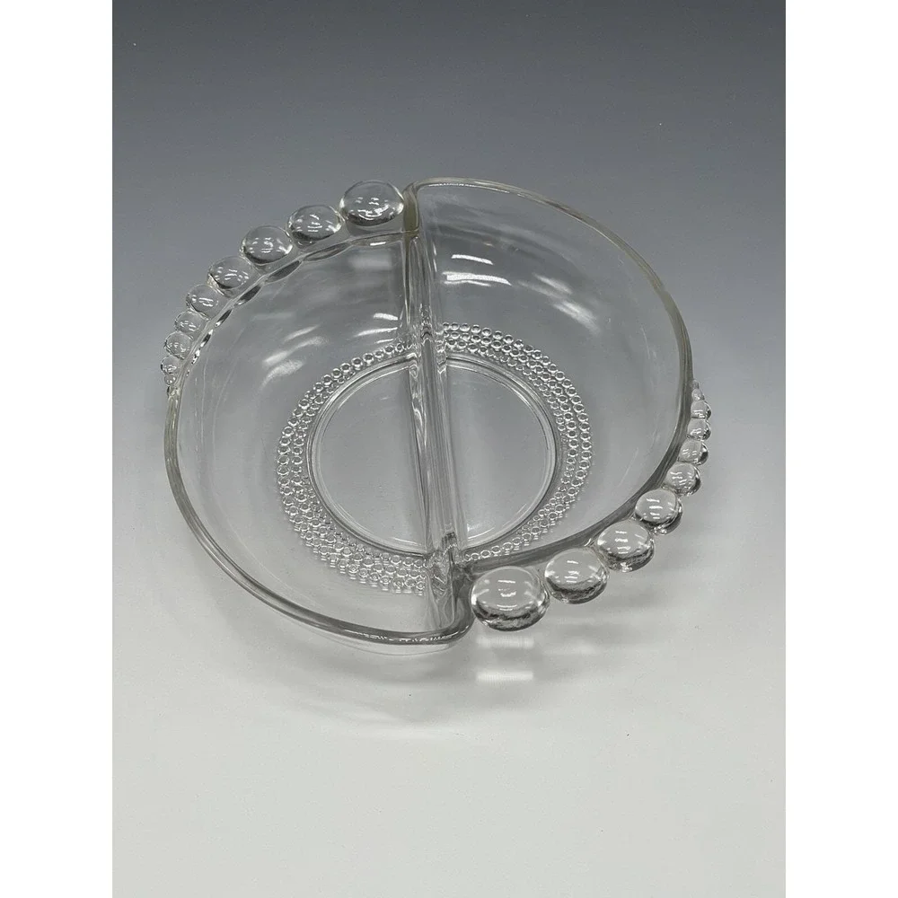Vintage Duncan & Miller Teardrop Divided Relish Candy Dish Clear Glass Nut Mints